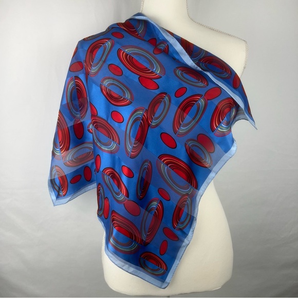 Vintage Oscar De La Renta Mod 60's 70's Signed Square Scarf Silk Geometric - Picture 1 of 6